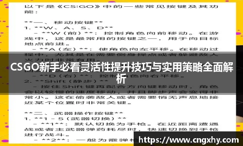 CSGO新手必看灵活性提升技巧与实用策略全面解析
